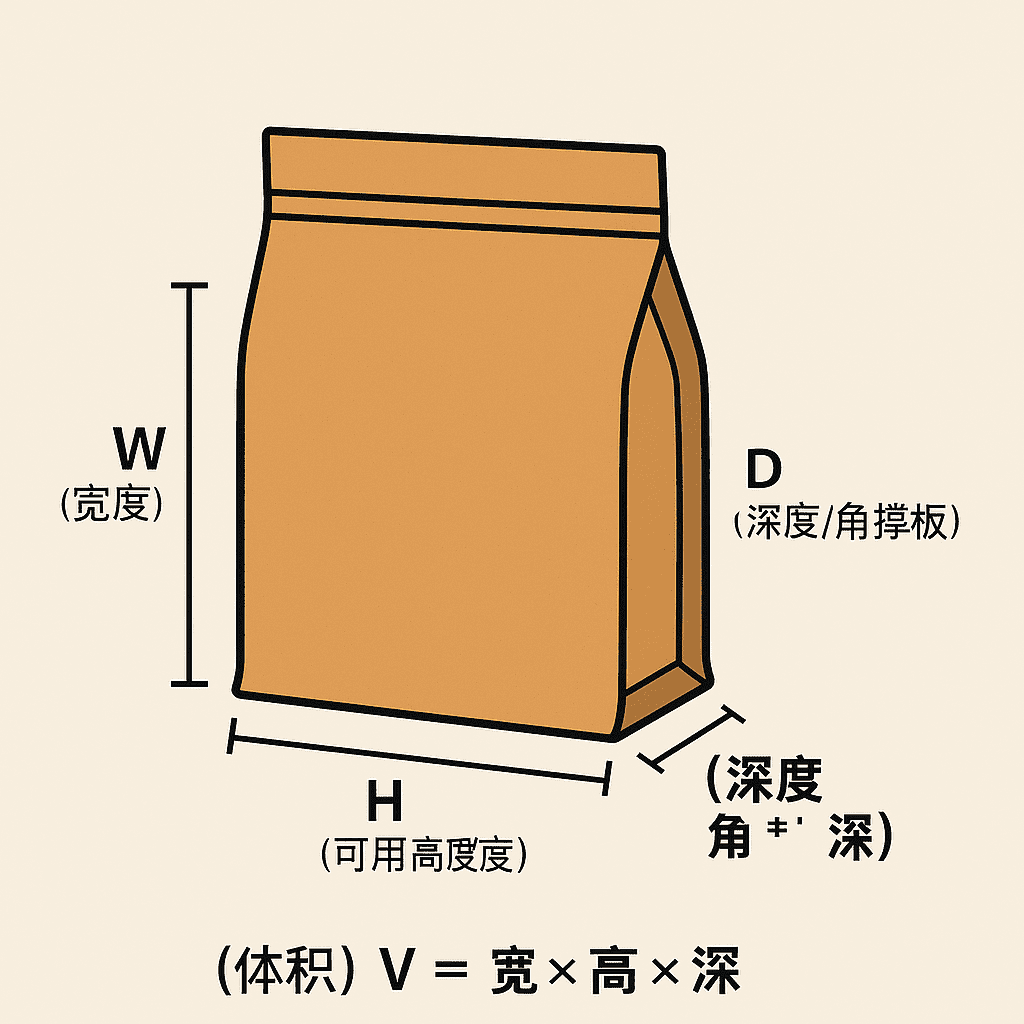 平底袋体积计算公式与结构示意